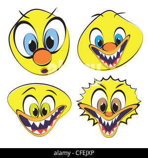 Set of funny et laid smilies illustration. Banque D'Images