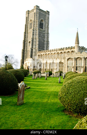 Lavenham's Church of St Pierre et St Paul, ancien domaine de riches propriétaires qui a commandé à l'église en 1530,UK Banque D'Images