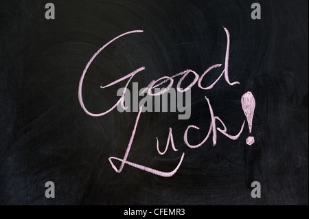 Dessin à la craie - 'Bonne chance' mots écrits on chalkboard Banque D'Images