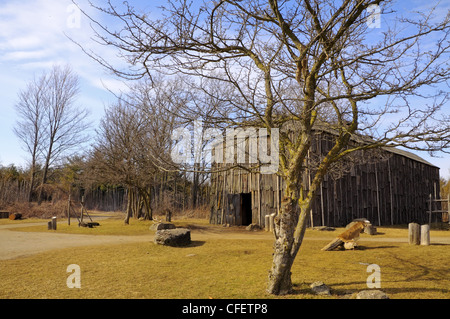 15ème Siècle reconstruit village iroquoien en Ontario, Canada Banque D'Images