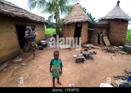 Un village Somba dans la région du nord de l'Atakora au Bénin. Banque D'Images
