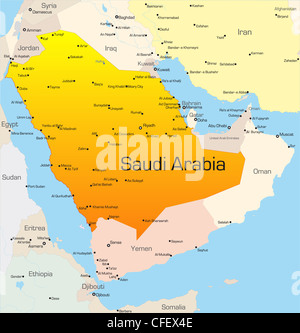 Abstract vector carte des couleurs de l'Arabie saoudite pays Banque D'Images