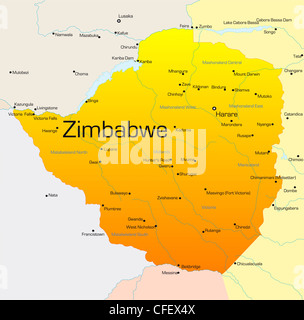 Abstract vector carte des couleurs de Zimbabwe Pays Banque D'Images