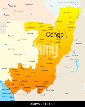 Abstract vector carte des couleurs de pays Congo Banque D'Images