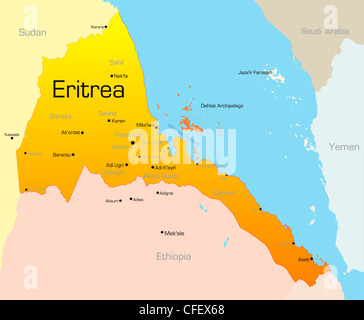 Abstract vector carte des couleurs de l'Érythrée pays Banque D'Images