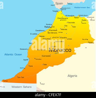Abstract vector carte des couleurs de pays Maroc Banque D'Images