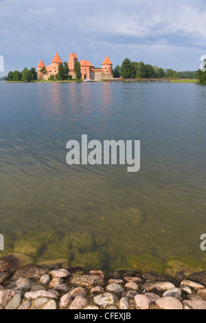 Pilis sábalos Traku, Château de l'île de Trakai, sur l'île du lac Galve, Trakai, Lituanie, Highlands, Aukstaitija Banque D'Images