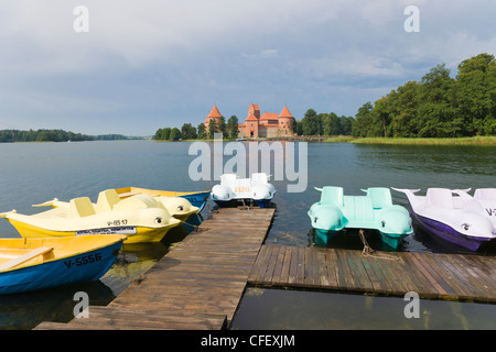 Pilis sábalos Traku, Château de l'île de Trakai, sur l'île du lac Galve, Trakai, Lituanie, Highlands, Aukstaitija Banque D'Images