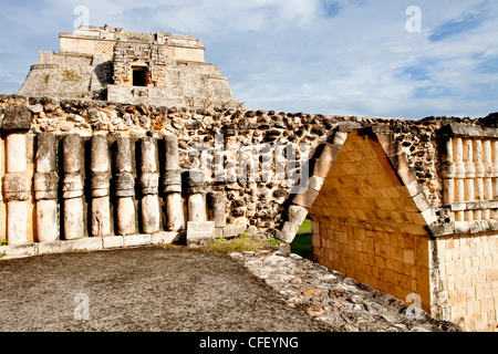 Palais du gouverneur dans les ruines mayas d'Uxmal, Site du patrimoine mondial de l'UNESCO, Yucatan, Mexique, Banque D'Images