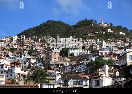 Statue du Christ, Taxco, ville coloniale bien connu pour ses marchés d'argent, l'État de Guerrero, Mexique, Banque D'Images