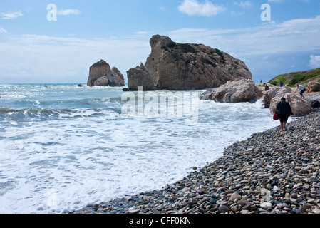 Aphrodite Beach et Rock, de Chypre, de la Méditerranée, Europe Banque D'Images