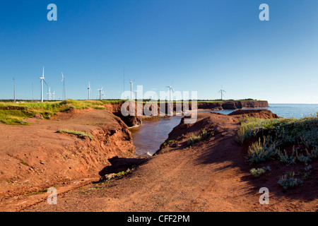 Éoliennes au cap Nord Wind Test Site, Prince Edward Island, Canada Banque D'Images