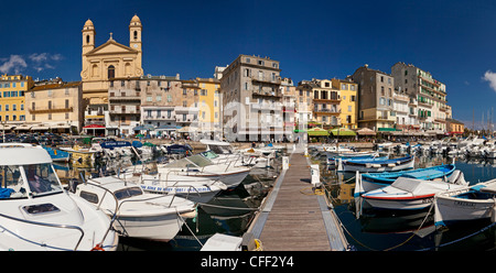 Panorama sur le vieux port et la vieille ville, Bastia, Corse, France Banque D'Images