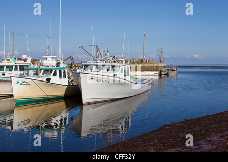 Les bateaux de pêche amarrés au quai neuf Mile Creek, Prince Edward Island, Canada Banque D'Images