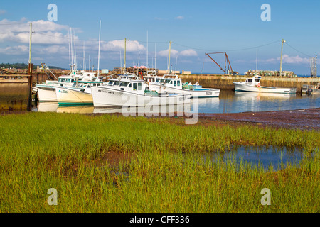Les bateaux de pêche amarrés au quai neuf Mile Creek, Prince Edward Island, Canada Banque D'Images