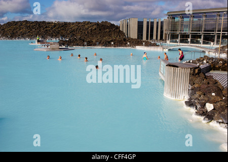 L'usine géothermique et d'une piscine, Blue Lagoon, Islande, régions polaires Banque D'Images