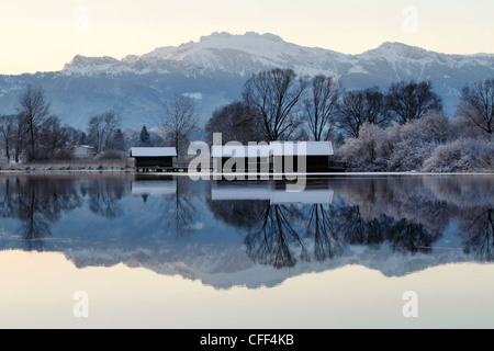 Tôt le matin, paysage Chiemsee Chiemgau Haute-bavière Allemagne Banque D'Images