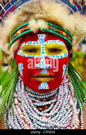 Sing Sing de Mount Hagen, un spectacle culturel avec des groupes ethniques, le mont Hagen, hautes terres de l'Ouest, la Papouasie-Nouvelle-Guinée, du Pacifique Banque D'Images