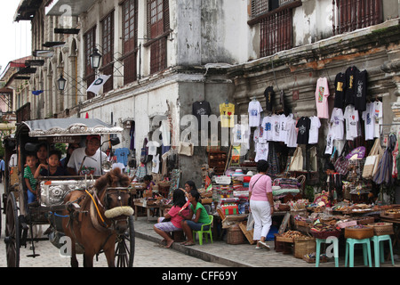 Horsecart au Vigan, une ville coloniale espagnole, Vigan, Ilocos Sur, Site du patrimoine mondial de l'UNESCO, l'île de Luzon, Philippines Banque D'Images
