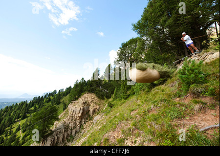 Les gens à la récolte de foin, Val d'Ega, Alto Adige, le Tyrol du Sud, Italie, Europe Banque D'Images