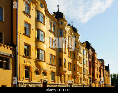 Maisons Art Nouveau dans le quartier de Katajanokka, Helsinki, Finlande Banque D'Images