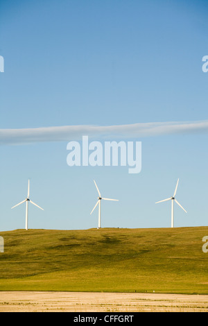 Une rangée d'éoliennes l'énergie propre dans le Montana. Banque D'Images