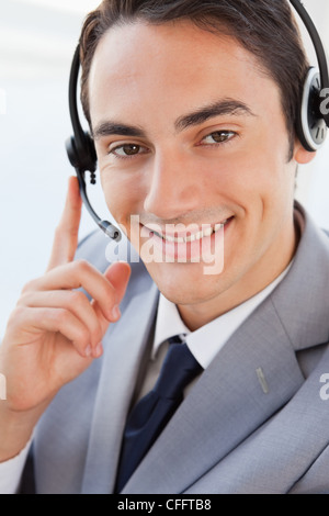 Portrait of a happy couple avec un casque Banque D'Images