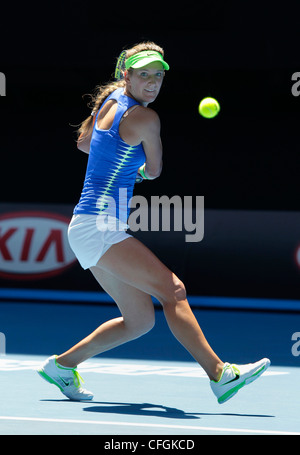 Victoria Azarenka (BLR) à l'Australian Open 2012, tournoi du Grand Chelem de tennis de l'ITF, Melbourne Park, Australie. Banque D'Images