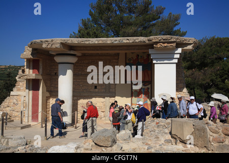 Couloir de la Procession Fresco, Afrique du Propylon Palais Minoen de Knossos en Crète, Cyclades, Grèce Banque D'Images