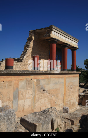 Fresque de Bull, Entrée Nord du Bastion, Palais Minoen de Knossos en Crète, Cyclades, Grèce Banque D'Images