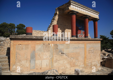 Fresque de Bull, Entrée Nord du Bastion, Palais Minoen de Knossos en Crète, Cyclades, Grèce Banque D'Images