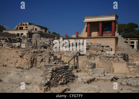 Fresque de Bull, Entrée Nord du Bastion, Palais Minoen de Knossos en Crète, Cyclades, Grèce Banque D'Images