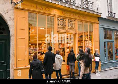 La Cure Gourmande biscuiterie et chocolaterie - L Île Saint-Louis, Paris, France Banque D'Images