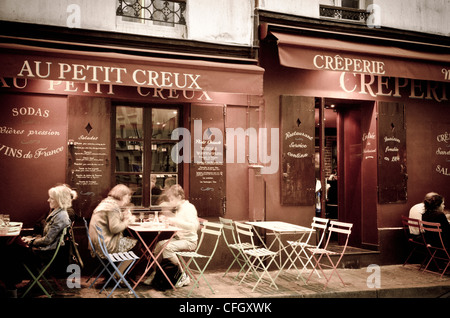 Au petit creux crêperie, Montmartre, Paris, France Banque D'Images