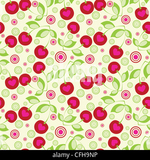 Cherry transparent background. Fabric pattern. Illustration de tuile. Banque D'Images