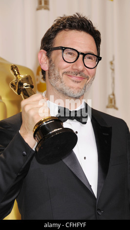 MICHEL HAZANAVICIUS film français avec son Oscar pour l'artiste en février 2012. Photo Jeffrey Mayer Banque D'Images