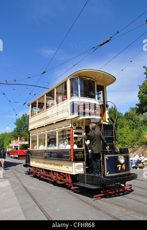 Crich Tramway Village, accueil de Tramway National Museum, Crich, Derbyshire, Angleterre, RU Banque D'Images