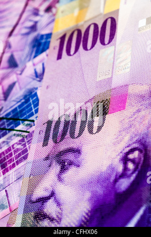 Les billets de banque suisses, plusieurs milliers de francs suisses, l'argent, l'argent de papier Banque D'Images