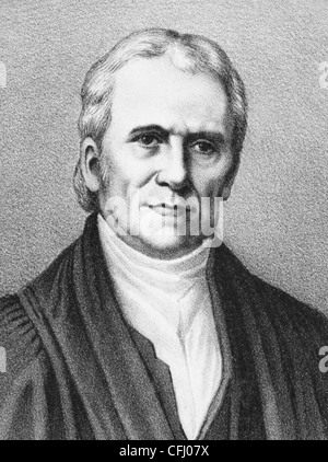 Portrait Vintage print de l'état américain et le juge John Marshall (1755 - 1835) - La quatrième-nous juge en chef (1801 - 1835). Banque D'Images