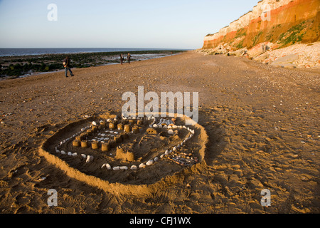 Sandcastle sur la plage de Hunstanton, Norfolk Banque D'Images