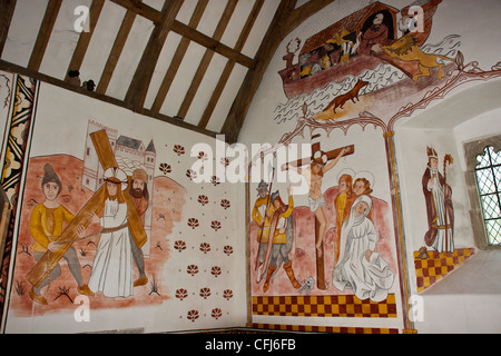 L'église de Saint Teilo construit autour de 1100ad avec 500yr old wall paintings, celte église catholique romaine. Banque D'Images