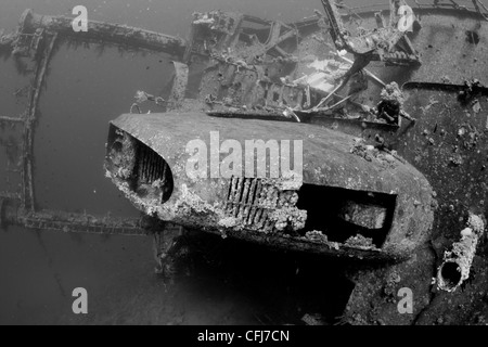 Épave en noir et blanc - 'Cedar Pride wreck' la Mer Rouge Banque D'Images