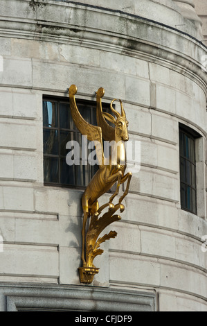 Golden Springbok sculpture sur le bâtiment de la Commission d'Afrique du Sud, Trafalgar Square, Londres. UK Banque D'Images