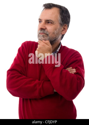 Portrait d'un homme d'âge moyen avec la main sur son menton Banque D'Images