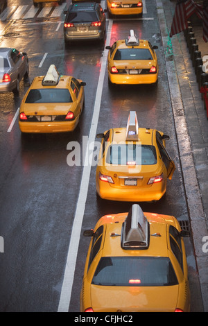 Taxis de New York City, USA trafic Banque D'Images