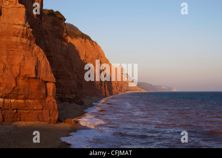 Salcombe Hill falaises, Sidmouth, Côte Jurassique, site classé au Patrimoine Mondial de l'UNESCO, Devon, Angleterre, Royaume-Uni, Europe Banque D'Images