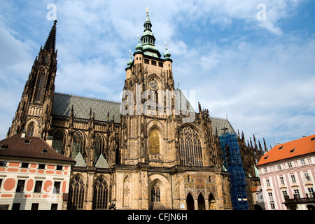 Un chef d'œuvre gothique de la cathédrale Saint-Guy située dans le complexe du château de Prague, Prague, République tchèque. Banque D'Images