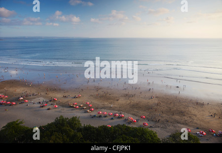 Vue aérienne de la plage Legian, Bali, Indonésie, Asie du Sud, Asie Banque D'Images