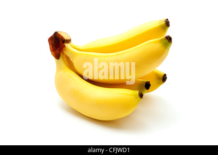 Bananes Lady Finger sur fond blanc Banque D'Images