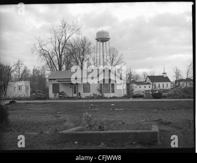 Les bâtiments détruits à Marysville, Indiana après la tornade de mars 2012 qui a presque détruit la ville de la carte. Banque D'Images